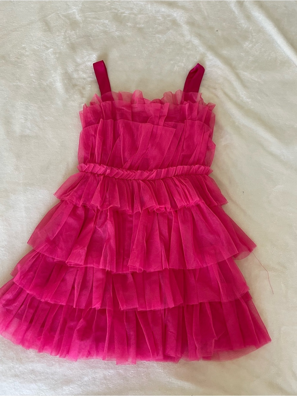 Storia Fuchsia Ruffled Tulle Tiered Barbiecore Dress
